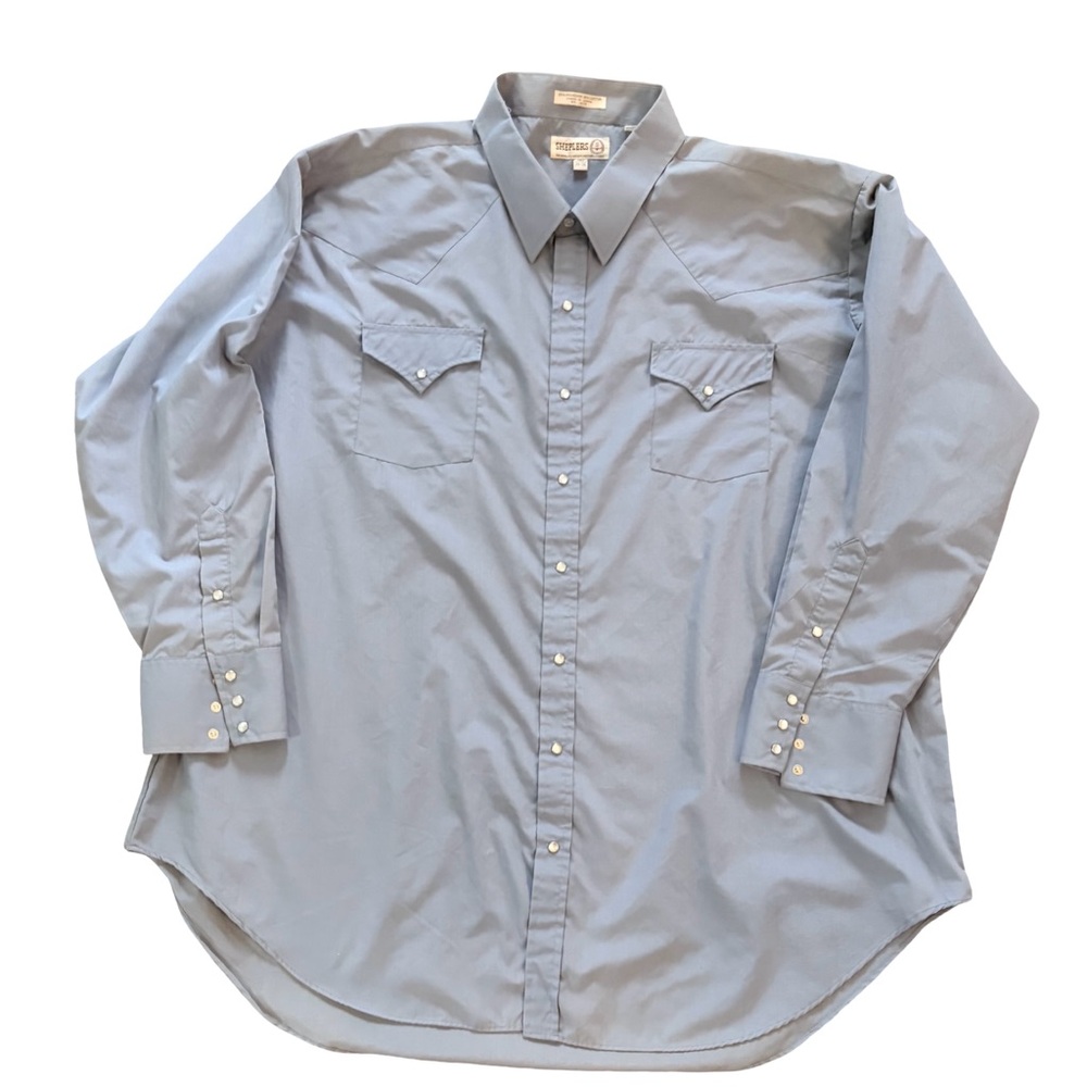 Vintage Sheplers Shirt Mens Large‎ White 20/36  Pearl Snap Cowboy Rodeo Western